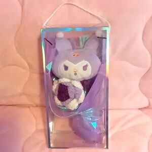NEW Kuromi Bouquet w/Kuromi Plushie, Crocheted Flower & Dried Flowers in Clr Box